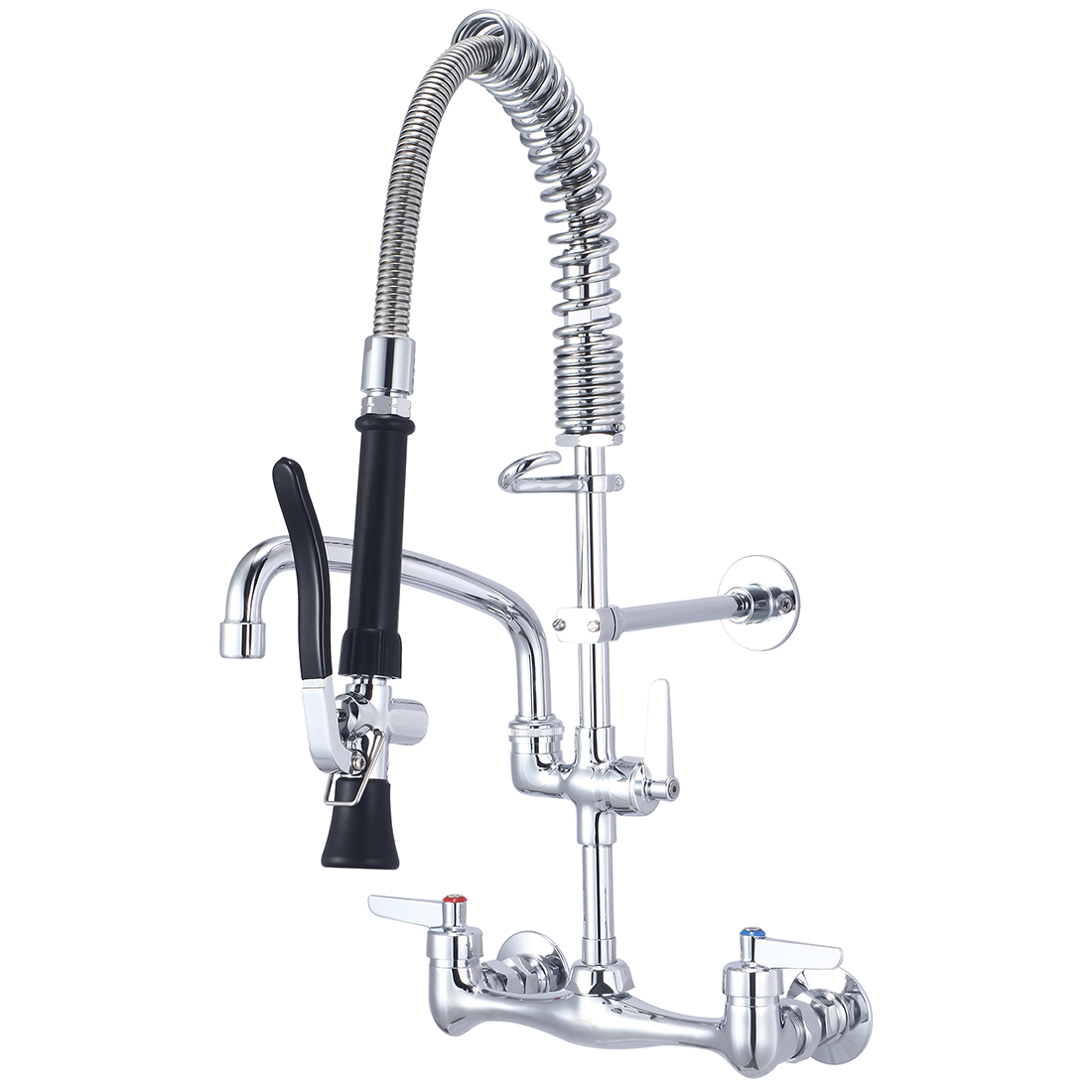 Central Brass Two Handle Wall Mount Pre-Rinse Faucet
