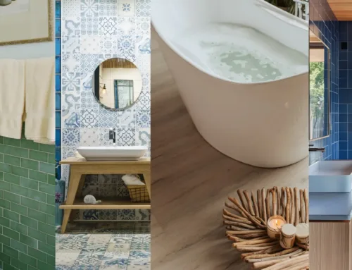 Coastal Modern Bathroom Ideas Using Brushed Nickel Fixtures