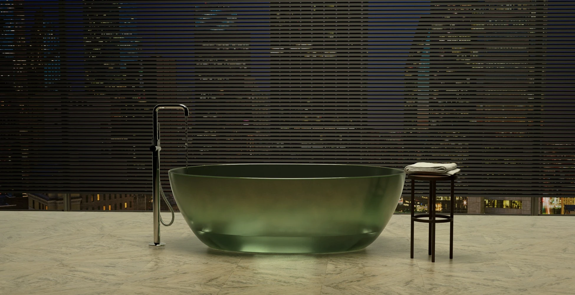 Motegi Floor Mount Bathtub Faucet and Transparent Tub 4MT910