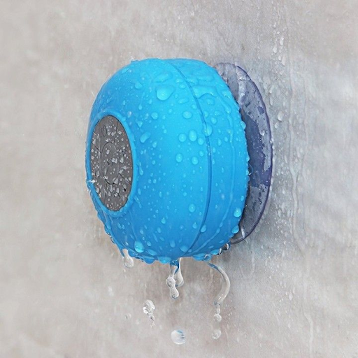 This blue, waterproof and bluetooth speaker has a suction cup that can be applied straight to the shower wall.